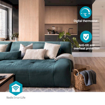 HTFA22WTW Smartlife keramische ptc-ventilatorkachel | wi-fi | 1500 w | 2 warmte standen | zwenkfunctie | displ Product foto